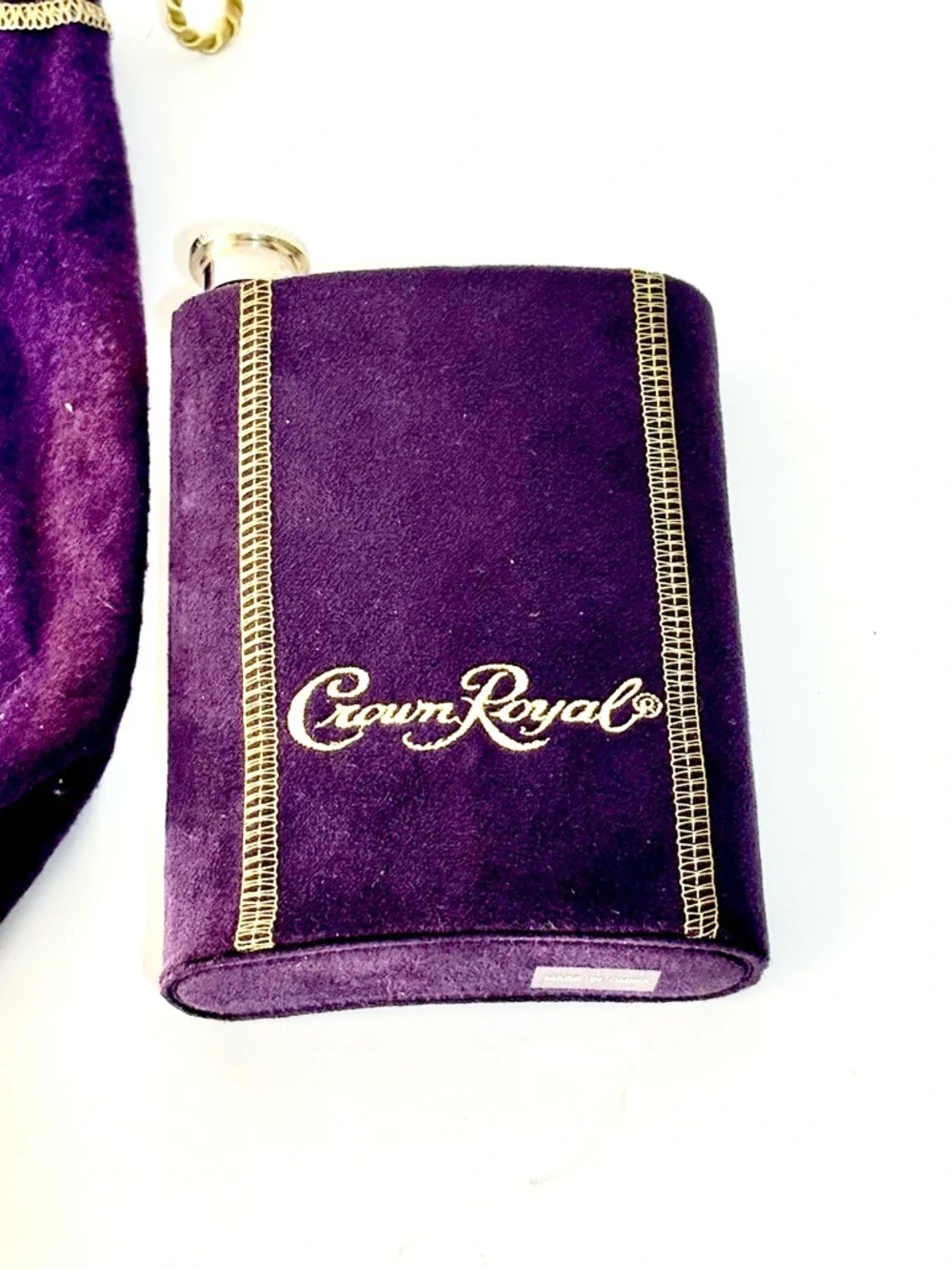 Crown Royal Purple Velvet Flask and Bag